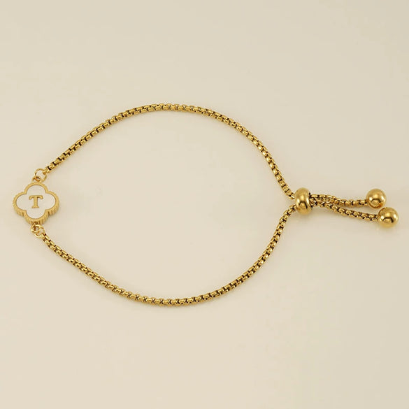 Wholesale 316L Stainless Steel Fourleaf Clover Letter Bracelet Electroplated Unisex
