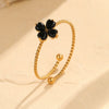 Wholesale Stainless Steel Fourleaf Clover Open Ring Light Luxury Hand Jewelry Electroplated For Women