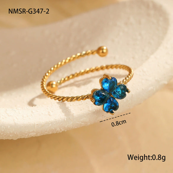 Wholesale Stainless Steel Fourleaf Clover Open Ring Light Luxury Hand Jewelry Electroplated For Women