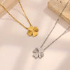 Wholesale Stainless Steel Fourleaf Clover Pendant Necklace Electroplated Fashion Women's Jewelry