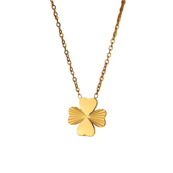 Wholesale Stainless Steel Fourleaf Clover Pendant Necklace Electroplated Fashion Women's Jewelry