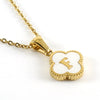 Wholesale 316L Stainless Steel Fourleaf Clover Pendant Necklace With Electroplating Treatment And Letter Pattern For Women