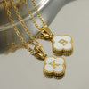 Wholesale 316L Stainless Steel Fourleaf Clover Pendant Necklace With Electroplating Treatment And Letter Pattern For Women