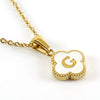 Wholesale 316L Stainless Steel Fourleaf Clover Pendant Necklace With Electroplating Treatment And Letter Pattern For Women