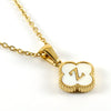 Wholesale 316L Stainless Steel Fourleaf Clover Pendant Necklace With Electroplating Treatment And Letter Pattern For Women