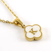 Wholesale 316L Stainless Steel Fourleaf Clover Pendant Necklace With Electroplating Treatment And Letter Pattern For Women
