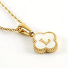 Wholesale 316L Stainless Steel Fourleaf Clover Pendant Necklace With Electroplating Treatment And Letter Pattern For Women