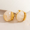 Wholesale Stainless Steel French Retro Curved Earrings With Resin Electroplated In 18K Gold Color For Women