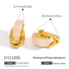 Wholesale Stainless Steel French Retro Curved Earrings With Resin Electroplated In 18K Gold Color For Women