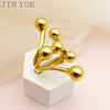 Wholesale Stainless Steel French Retro Geometric Electroplated Women's Ring With Gold Beads And Multirow Connection