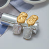 Wholesale Stainless Steel Freshwater Pearl Earrings With Geometric Pattern And Electroplating For Women