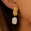 Wholesale Stainless Steel Freshwater Pearl Earrings With Geometric Pattern And Electroplating For Women