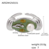 Wholesale Stainless Steel Freshwater Pearl Enamel Glaze Geometric Rose Flower Open Casting Ring For Women