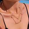 Wholesale Stainless Steel Freshwater Pearl Geometric Fashion Necklace With Electroplating