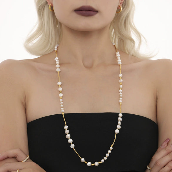 Wholesale 316L Stainless Steel Freshwater Pearl Geometric Light Luxury Clavicle Necklace Jewelry