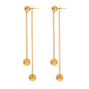 Wholesale Stainless Steel Front And Rear Tassel Earrings With Round Steel Balls And Simple Box Chain Electroplated