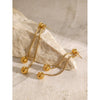 Wholesale Stainless Steel Front And Rear Tassel Earrings With Round Steel Balls And Simple Box Chain Electroplated
