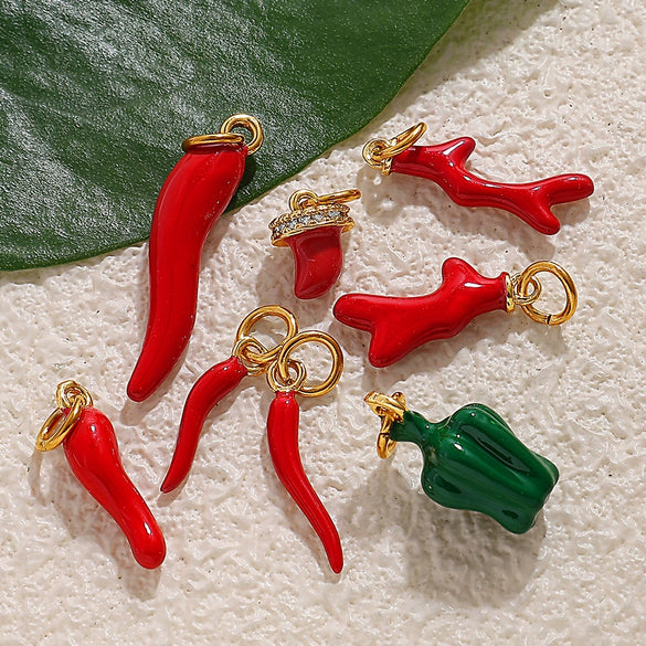 Wholesale 316L Stainless Steel Fruit And Vegetable 3D Dripping Oil Style Necklace Pendant And Bracelet Accessories