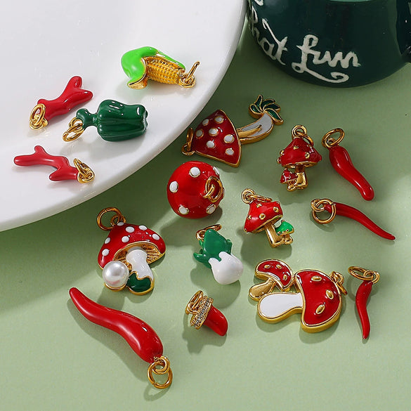 Wholesale 316L Stainless Steel Fruit And Vegetable 3D Dripping Oil Style Necklace Pendant And Bracelet Accessories