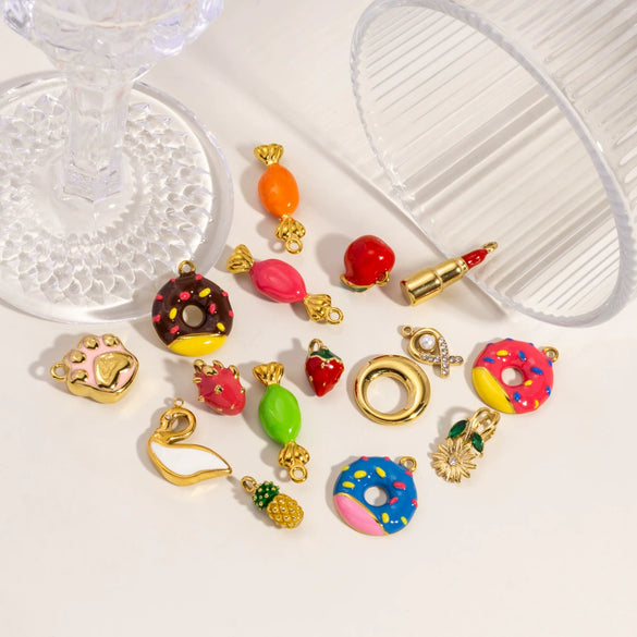Wholesale Stainless Steel Fruit Food Style Dripping Oil Handmade Jewelry Pendant