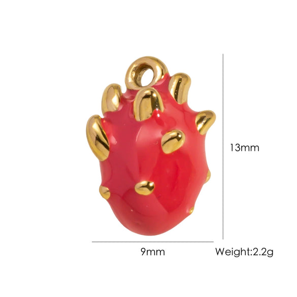 Wholesale Stainless Steel Fruit Food Style Dripping Oil Handmade Jewelry Pendant