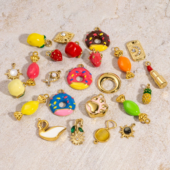 Wholesale Stainless Steel Fruit Food Style Dripping Oil Handmade Jewelry Pendant