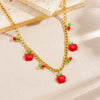 Wholesale Stainless Steel Fruit Geometric Pendant Necklace With Electroplating For Women