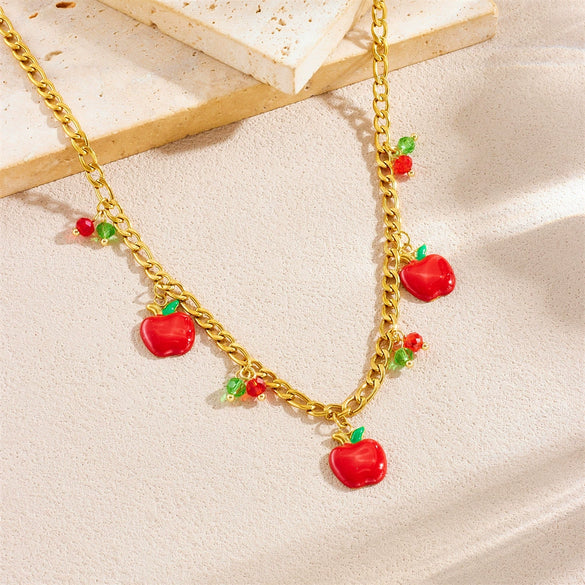 Wholesale Stainless Steel Fruit Geometric Pendant Necklace With Electroplating For Women