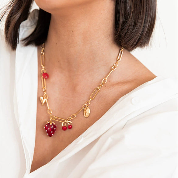 Wholesale Stainless Steel Fruit Pattern Electroplated Necklace For Women Summer Little Fresh Style