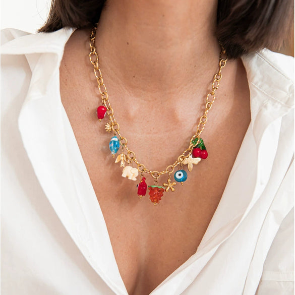 Wholesale Stainless Steel Fruit Pattern Electroplated Necklace For Women Summer Little Fresh Style