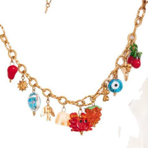 Wholesale Stainless Steel Fruit Pattern Electroplated Necklace For Women Summer Little Fresh Style