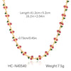 Wholesale Stainless Steel Fruit Pattern Oil Dripping Cherry Pendant O Word Chain Necklace For Women