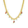 Wholesale Stainless Steel Fruit Pattern Pendant Necklace With Double Layer Chain And Electroplating Design For Women