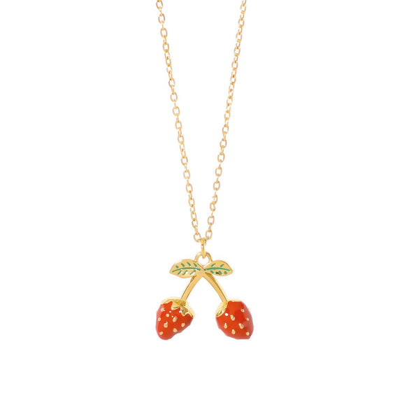 Wholesale Stainless Steel Fruit Pendant Oil Drop Necklace And Titanium Steel Bracelet Set With Fruit Pendant Electroplated With 18K Furnace Vacuum Plating