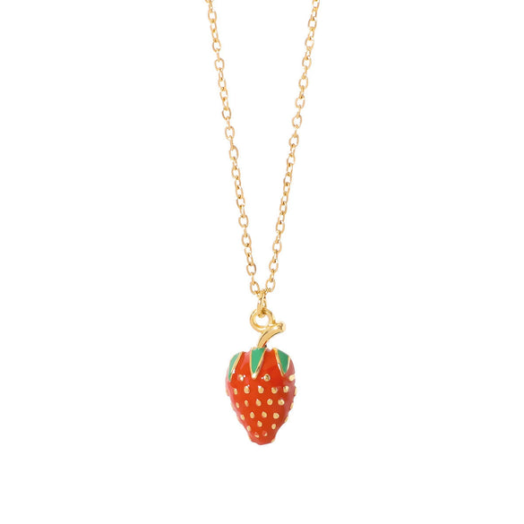 Wholesale Stainless Steel Fruit Pendant Oil Drop Necklace And Titanium Steel Bracelet Set With Fruit Pendant Electroplated With 18K Furnace Vacuum Plating