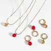 Wholesale Stainless Steel Fruit Series Three Dimensional Oil Dropping Apple Pendant Necklace And Earrings For Women With Electroplating Process