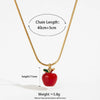 Wholesale Stainless Steel Fruit Series Three Dimensional Oil Dropping Apple Pendant Necklace And Earrings For Women With Electroplating Process