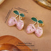 Wholesale Stainless Steel Fruit Shape Dripping Oil Earrings For Women Creamy Sweet Girl Style