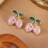 Wholesale Stainless Steel Fruit Shape Dripping Oil Earrings For Women Creamy Sweet Girl Style