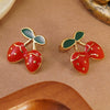 Wholesale Stainless Steel Fruit Shape Dripping Oil Earrings For Women Creamy Sweet Girl Style