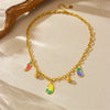 Wholesale Stainless Steel Fruit Shaped Cartoon Style Pendant Necklace With Gold Plated O Word Chain