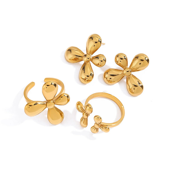 Wholesale Stainless Steel Geometric And Floral Earrings With Electroplating Women's Style