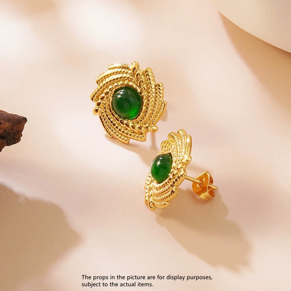 Wholesale Stainless Steel Geometric And Flower Patterned Electroplated Retro Vintage Earrings For Women