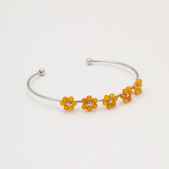 Wholesale Stainless Steel Geometric And Flower Style Electroplated Women's Bracelet