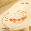 Wholesale Stainless Steel Geometric And Flower Style Electroplated Women's Bracelet