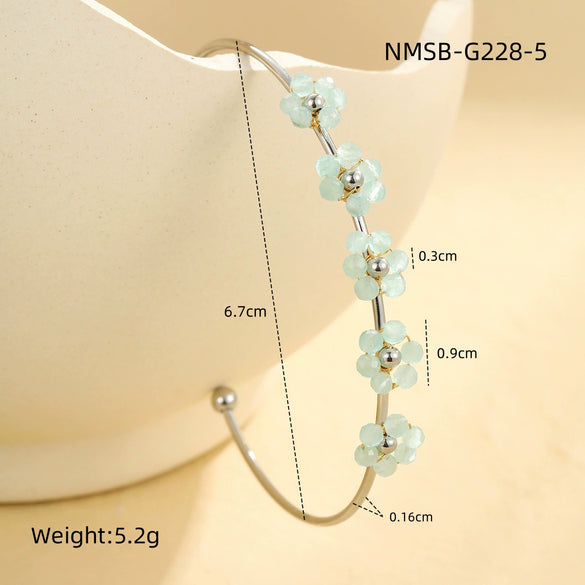 Wholesale Stainless Steel Geometric And Flower Style Electroplated Women's Bracelet