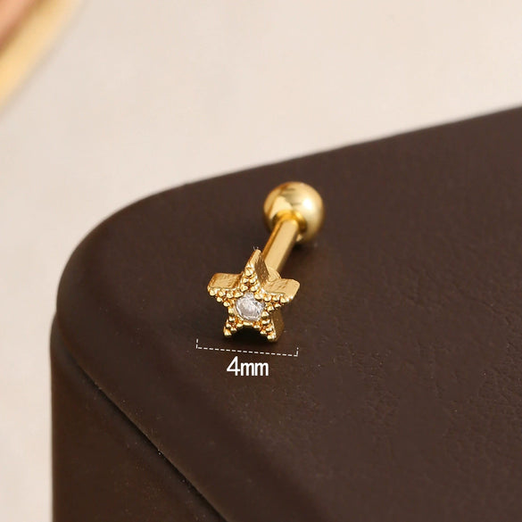 Wholesale Stainless Steel Geometric And Heart Shape Star Earrings With Electroplating For Women