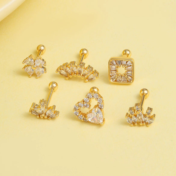 Wholesale Stainless Steel Geometric And Heartshaped Earrings With Flower Pattern And Electroplating