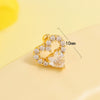 Wholesale Stainless Steel Geometric And Heartshaped Earrings With Flower Pattern And Electroplating