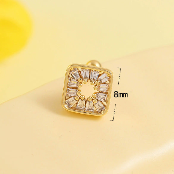 Wholesale Stainless Steel Geometric And Heartshaped Earrings With Flower Pattern And Electroplating